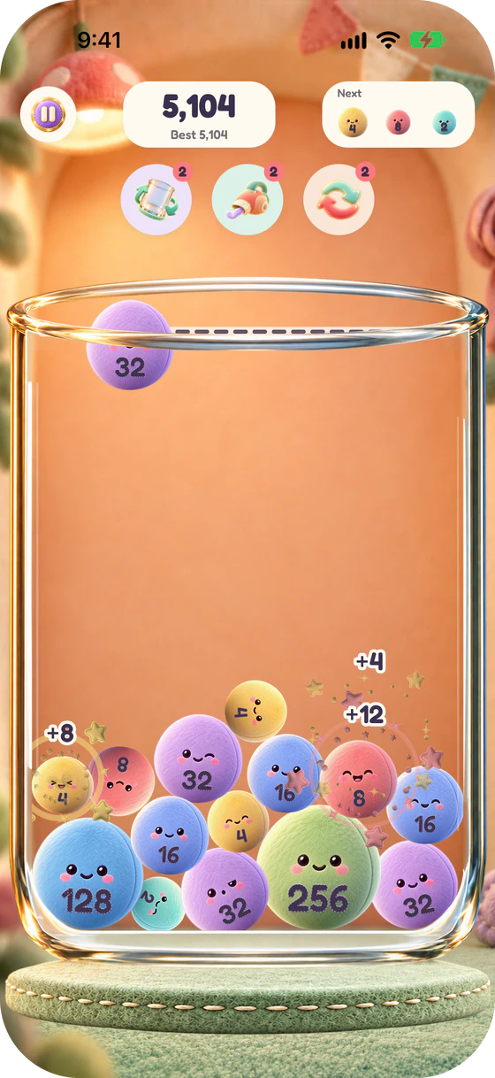 Numbers jar in a plush nook, filling with soft numbered pals up to 256